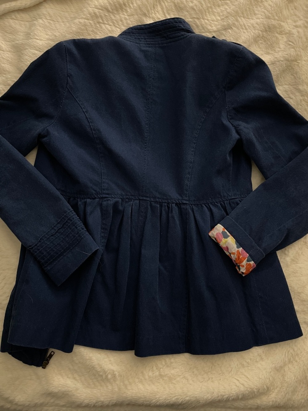 TULLE for Anthropologie Navy Button-Accent Peplum Military Jacket - Picture 8 of 8